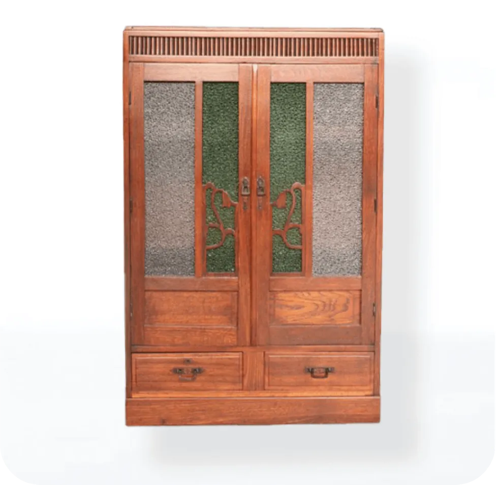 緑ダイア色ガラスの本棚