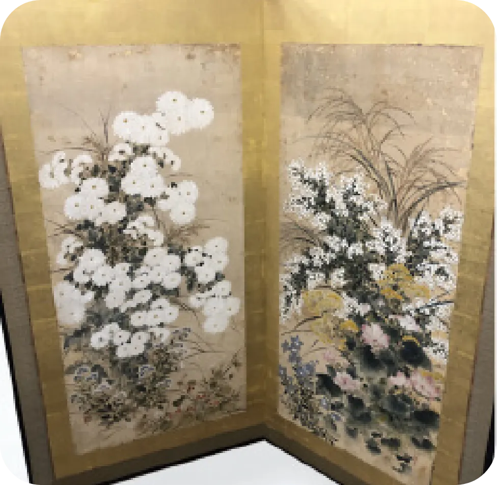 琳派 伊年花図 屏風