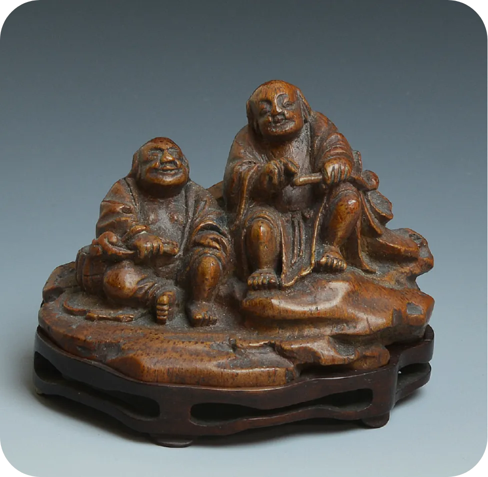 竹根寒山拾得 置物