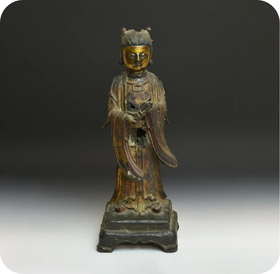 中国鍍金 観音 立像