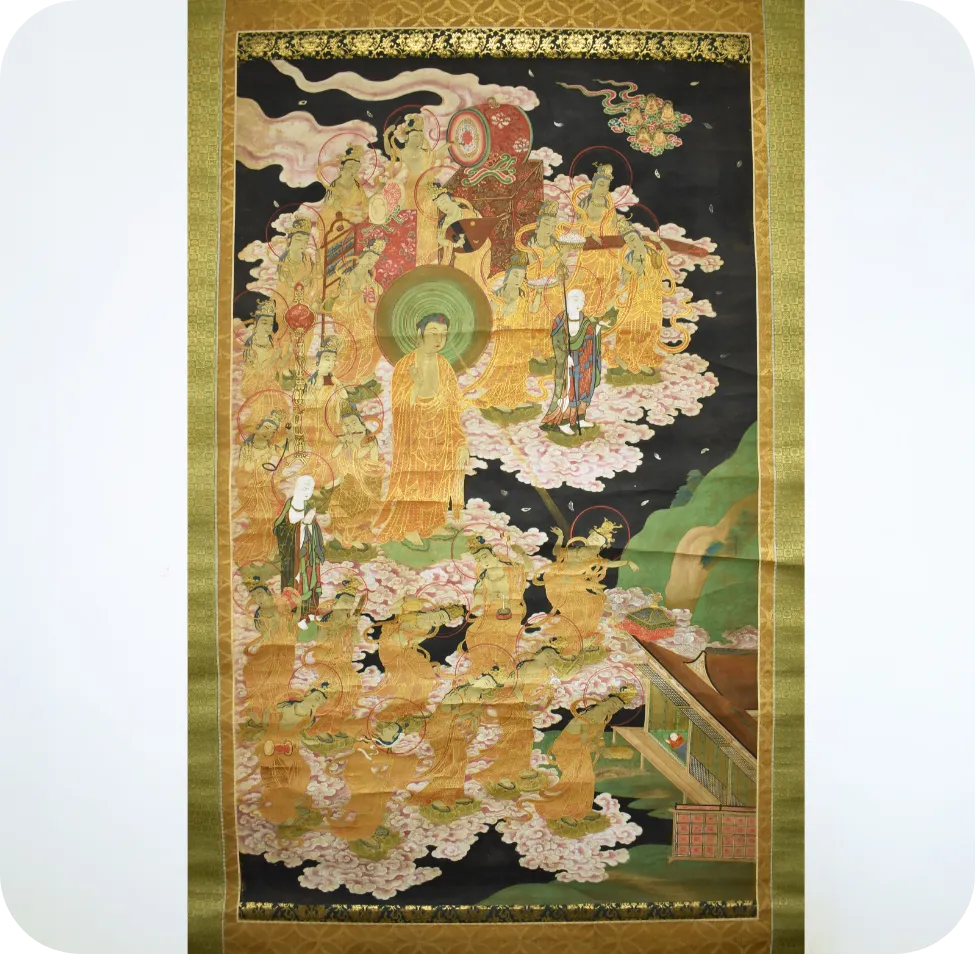 狩野派 倣 鶴澤探索絹本水墨 猛虎図 掛軸