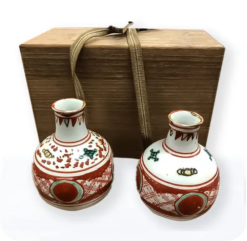 北大路魯山人作 呉須赤絵徳利 一対