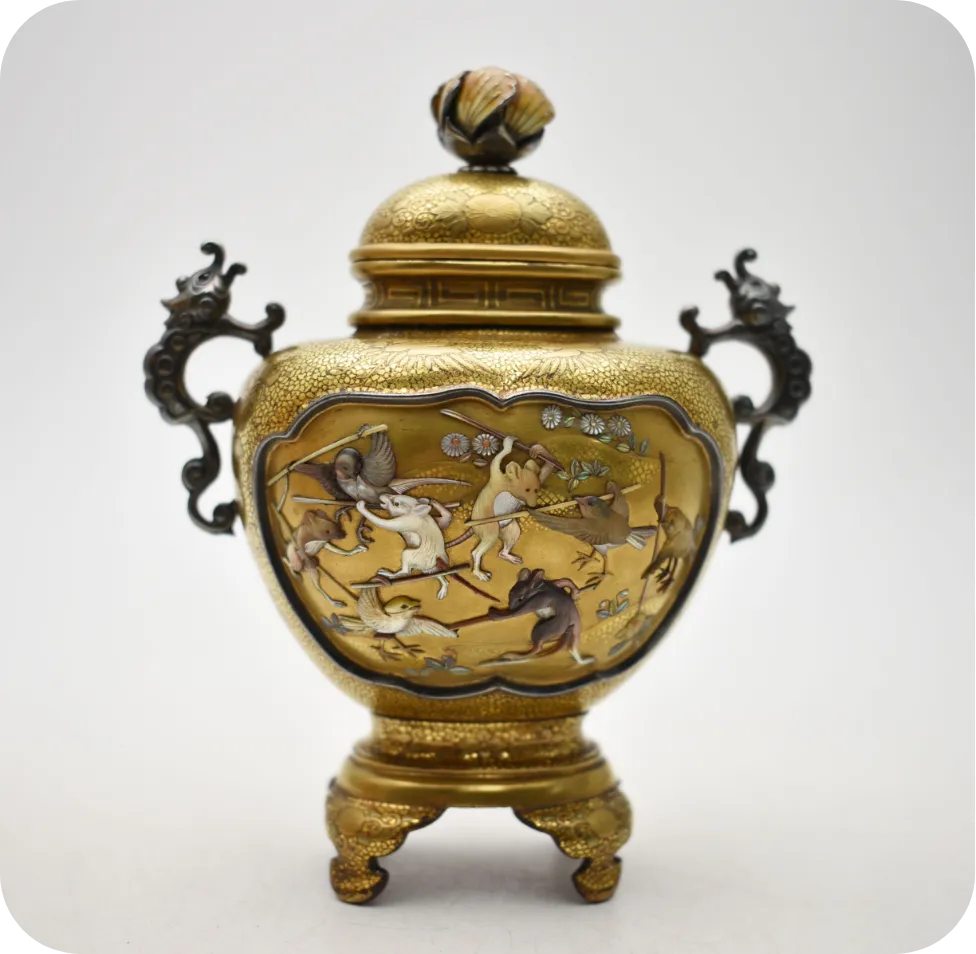 三代 宮川香山青磁釉 菓子器