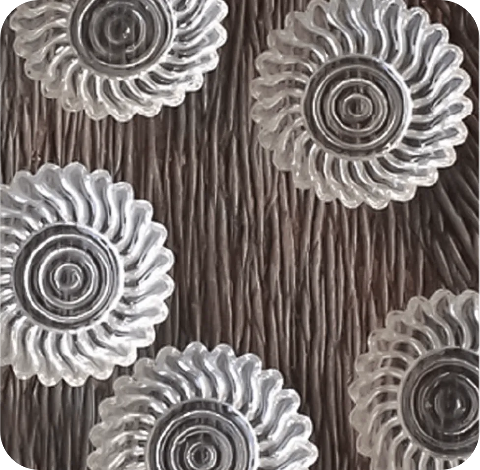 渦巻プレスガラスの茶托小皿